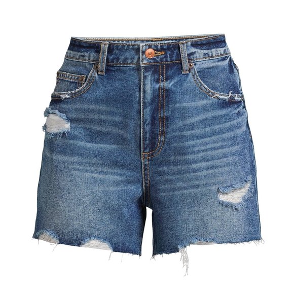 🌟FREE🌟NWT No Boundaries High-Rise Midi Shorts Dark Wash Denim Juniors Sz 11 - Picture 4 of 10